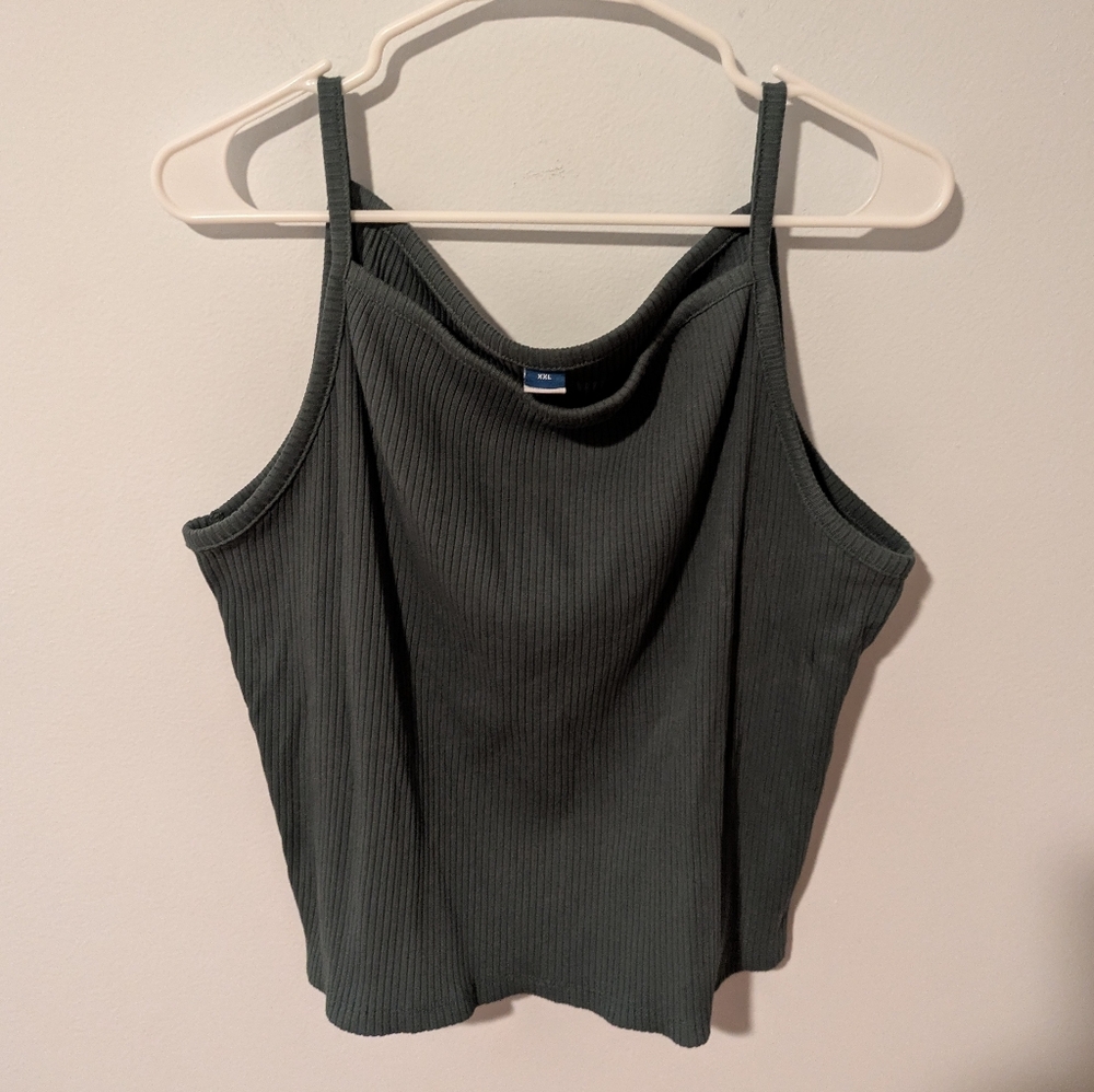 Old Navy Olive Green Rib-Knit High Neck Cami Tank Top Size XXL